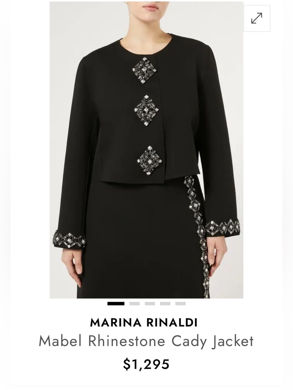 Marina Rinaldi Mabel Rhinestone Cady Jacket Black Size 14 NWT $1295 - Picture 9 of 9